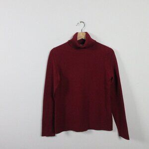 Ann Taylor Womens 100% Cashmere Red Sweater Turtleneck Medium M Top Luxury 208